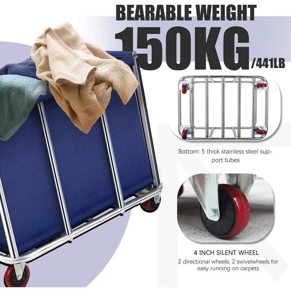 عربة غسيل تجارية على عجلات، 11.35 بكرة كبيرة مع سلة مبطنة بالقماش مقاومة للماء قابلة للإزالة، - تخفيضات كبيرة #3