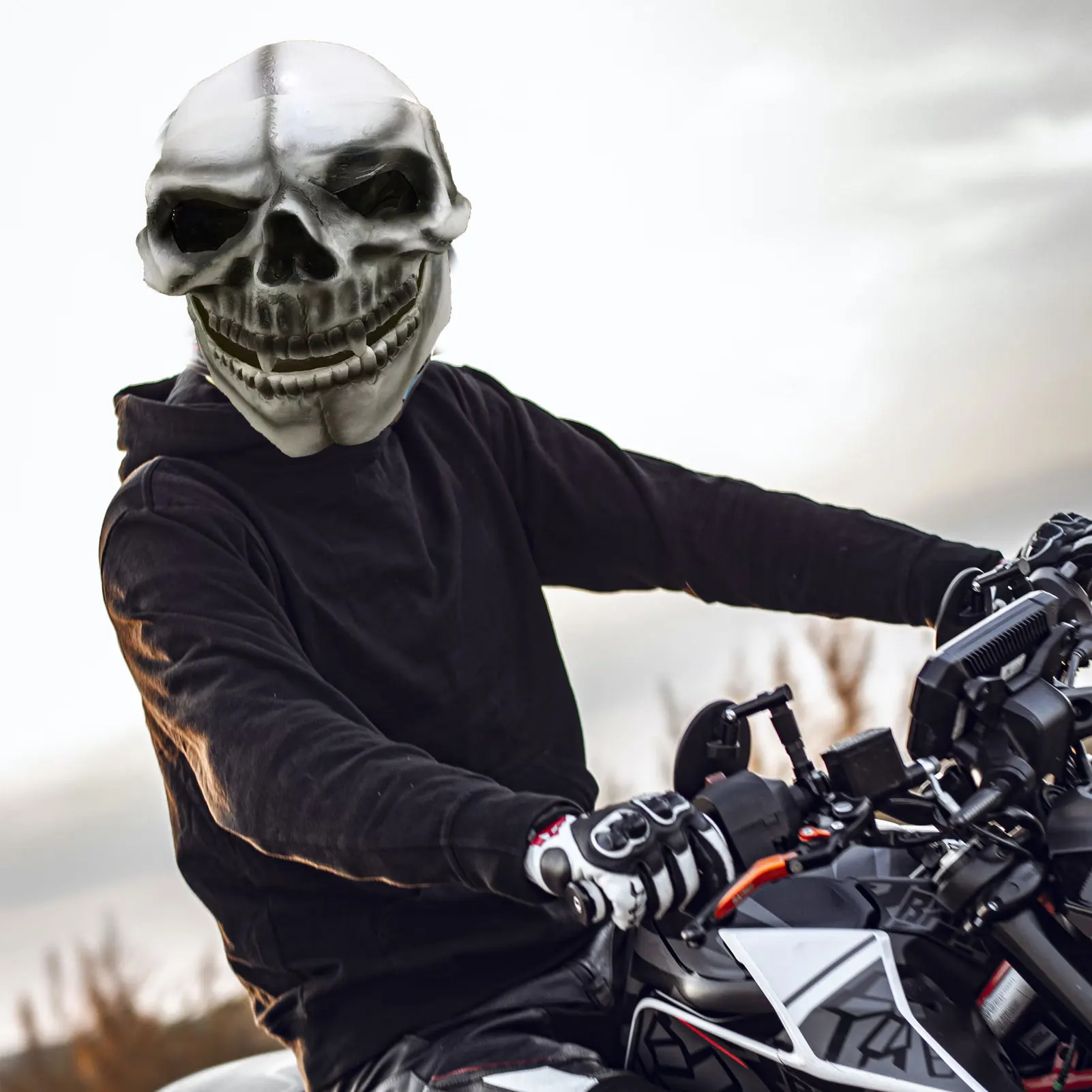 Ghost Skull Helmen Full Face Skull Helmen Motorfiets Met Goggles Skeletschedel Helmen Met Lens Full Face Schedel Skelet