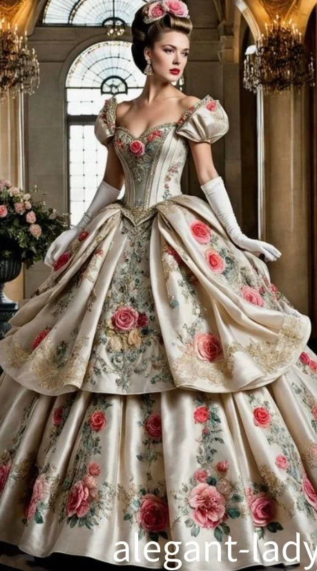 Vestido de baile vitoriano personalizado, estampa floral, bordado, espartilho, marie antoinette, barroco, rococó, vestido de noite, ocasião especial