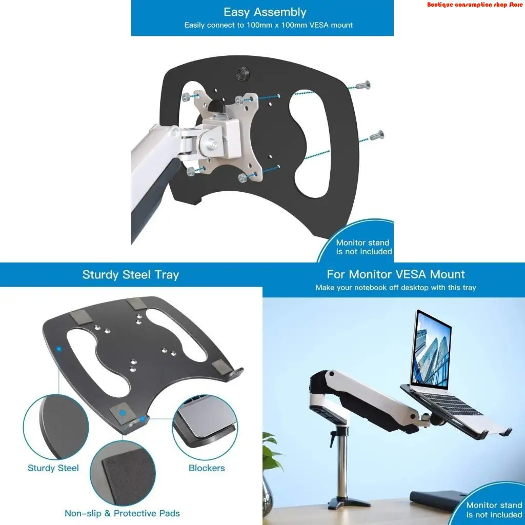 L9NA 100x100mm Laptop VESA Mount Tray, Vented Notebook Tray,Laptop Holder Arm Mount Attachment,Laptop Tray Clamp for Monitor