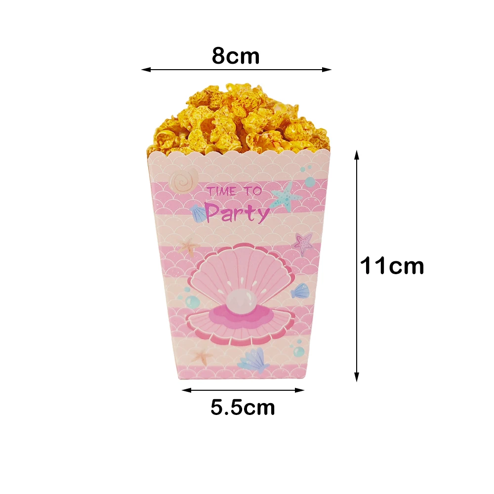 10/20/50 Stück Meerjungfrauen-Muster Papier-Popcornbox Snackschale für Mädchen Meerjungfrauen-Geburtstagsparty Babyparty-Dekorationszubehör – Detail 3