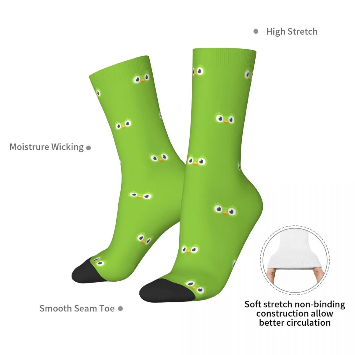 Duolingo Owl Duo Socks Harajuku High Quality Stockings All Season Long Socks Accessories for Man\'s Woman\'s Birthday Present