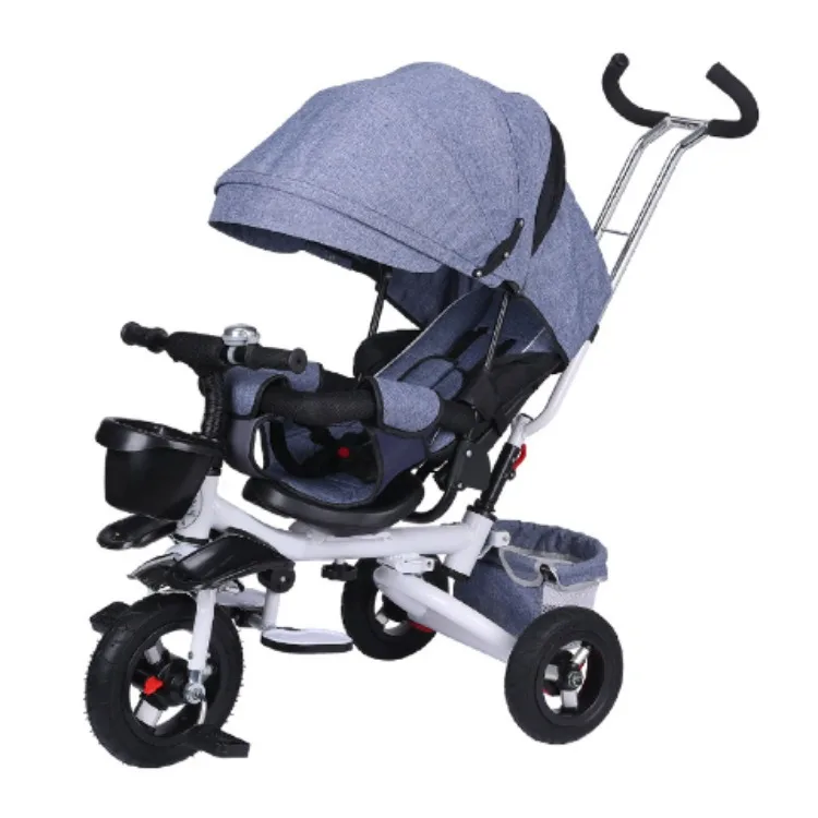 Three-wheeled Trolley for Toddlers Three-wheeled Pedals Foldable Five-point Seat Belt with Extended Sunshade for Ages 1-6