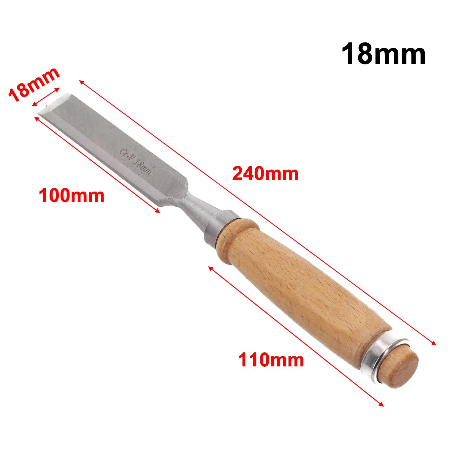 Cincel de tallado de madera profesional, juego de herramientas de mano, 6/12/18/24mm, cinceles planos para carpintería, molienda de pulido, 1 unidad