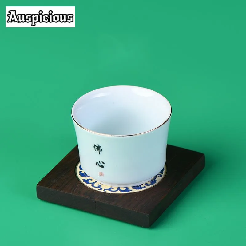 Retro Square Black Sandalwood Coaster Creative Cloisonne Cup Holders Anti-scald Plate Coffee Cup Tray Kung Fu Teaware Accessorie