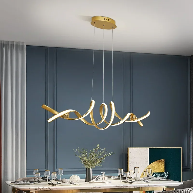 Nordic LED Ceiling Light Simple and Atmospheric Home Twisted Strip Personalized Warm and Fashionable Restaurant Pendant Light