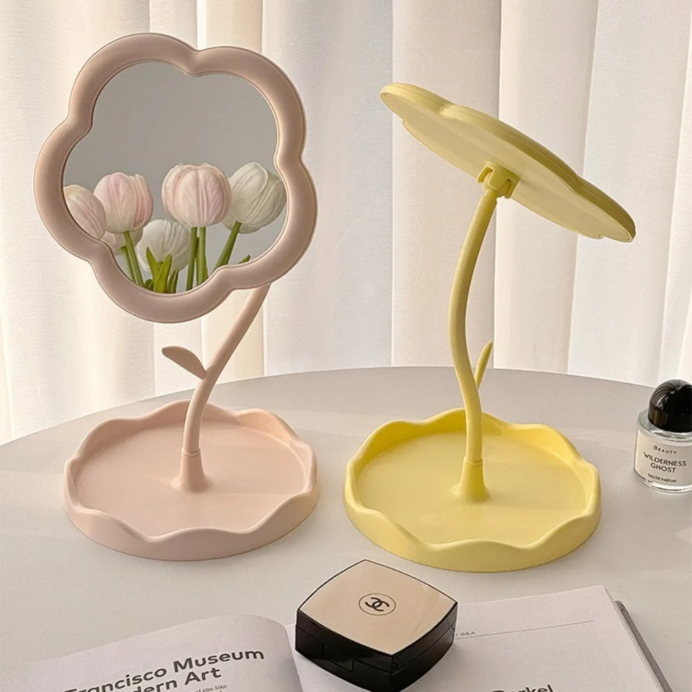 Espejo de maquillaje de escritorio, espejo de maquillaje giratorio para dormitorio, aspecto de girasol, decoración del hogar, vestidor