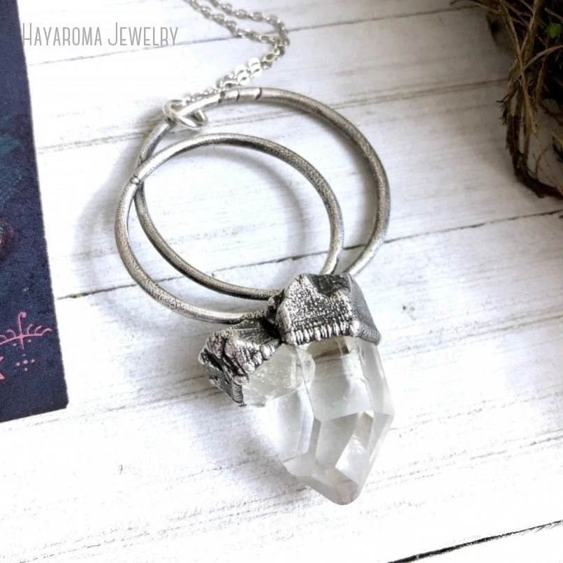 10Pcs Raw Clear Quartz Necklace Bohemian Jewelry Gift For Her