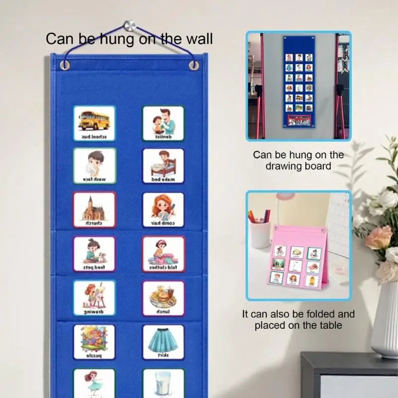 แผนภูมิกำหนดการรายวันสำหรับเด็ก 4X7C แผนภูมิกำหนดการแบบภาพกระเป๋า 18+1 แผนภูมิตารางเวลาแบบภาพ