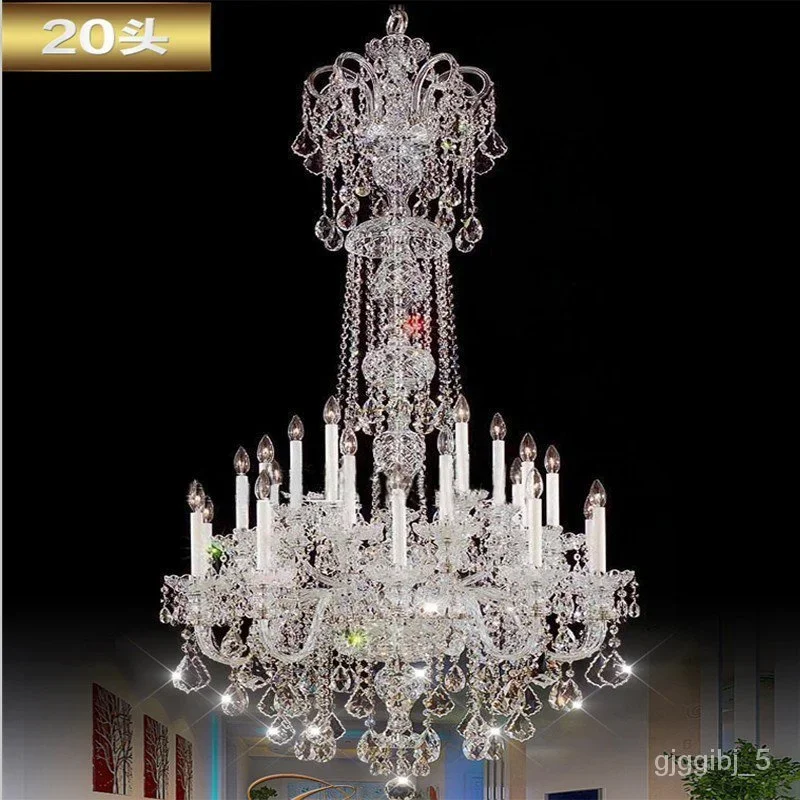 Lustre en cristal de style européen, YQ25, Villa Duplex importer, Salon, Hôtel, Corrigé par des escaliers, Long P