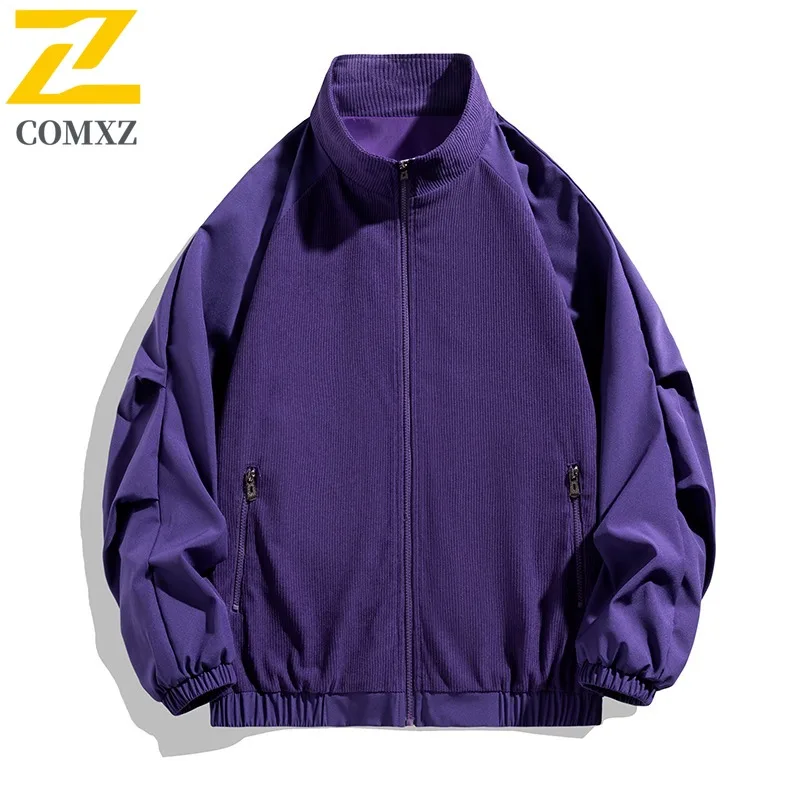 COMXZ Men Jacket 2025 Corduroy Casual Loose Fit American Style Autumn Outdoor Travel Hiking Coat Lightweight Breathable Jacket