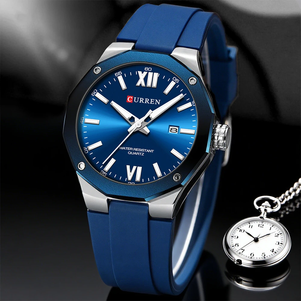 CURREN Simple Luxury Men's Watches New Business Quartz Wristwatch with Silicone Strap Luminous Hands Waterproof Clock