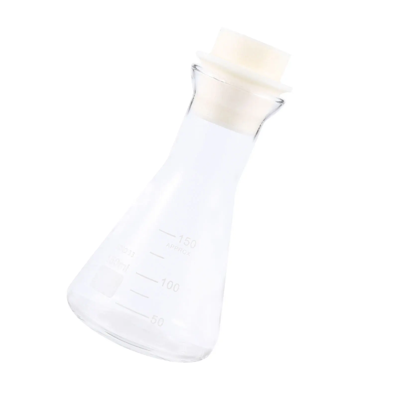 

1 шт. Стеклянная коническая колба Эрленмейера с широким горлом, 150 мл, с пробкой, безопасная, для химических лабораторий, школьных экспериментов