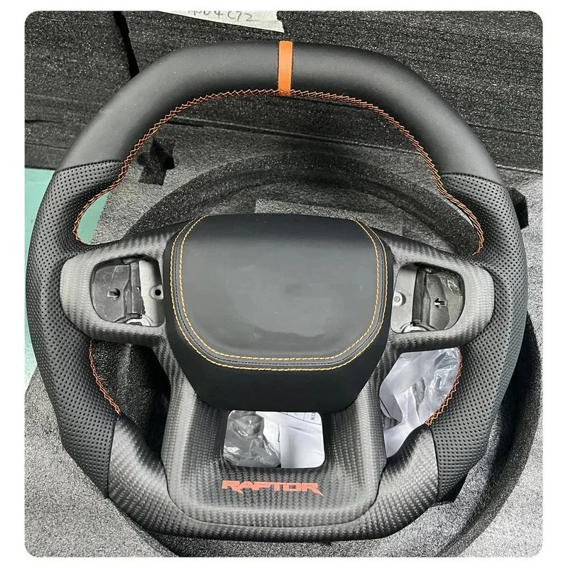 Raptor F-150 2019 2020 2021 2022 2023 2024 Display Suede Carbon Fiber Steering Wheel Automotive Interior