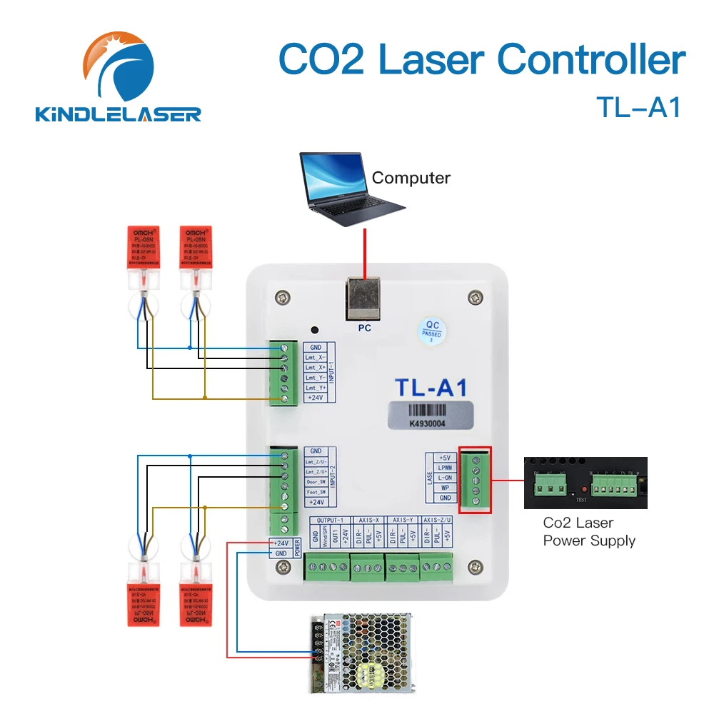 Imagem -05 - Kindelaser Tl-a1 Sistema Controlador Laser para Co2 Laser Gravação Máquina de Corte K40 3020 6040 Substituir Ruida Leetro Trocen