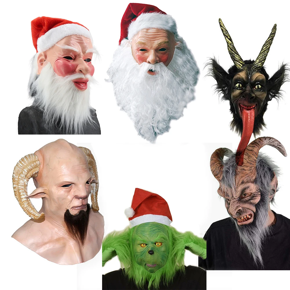 Horror Horned Devil Mask Scary Krampus Demon Halloween Masks Party Movie Cosplay Costumes Dress