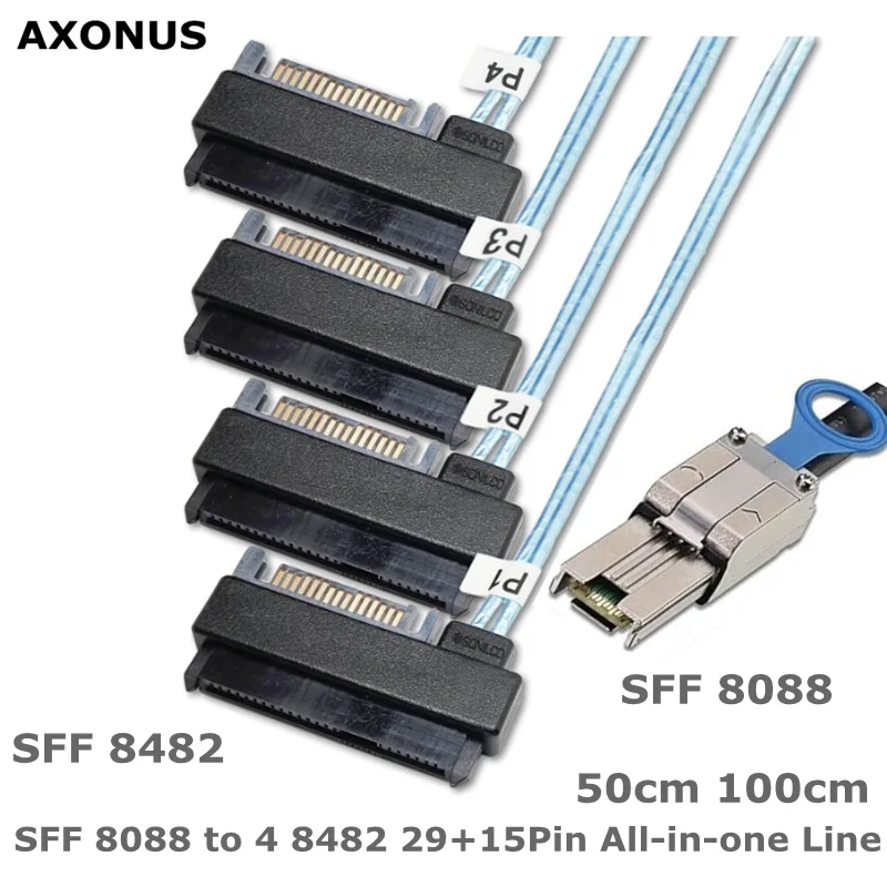 

High-Speed 3.0Mini SAS 26P SFF 8088 to 4 8482 29+15Pin All-in-one Line Card SAS Hard Disk Data Cable 0.5m 1m