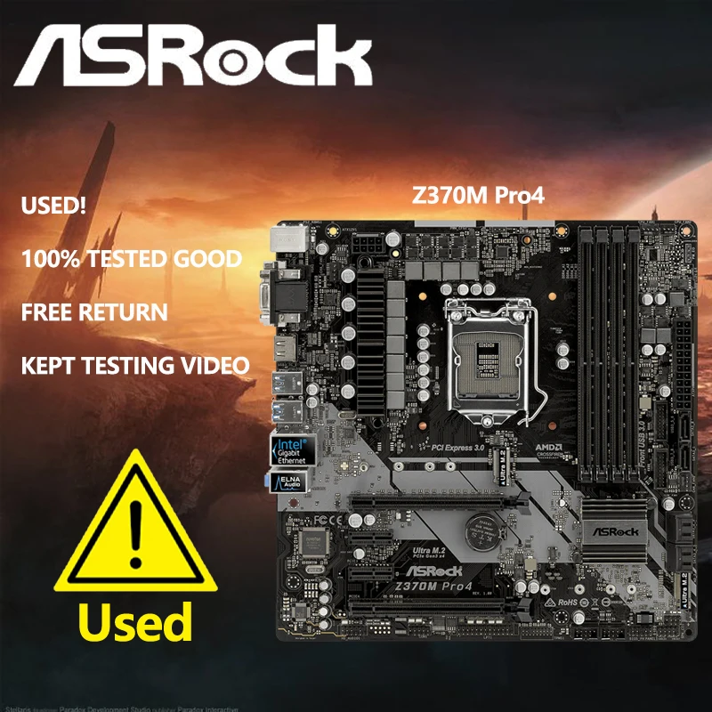 ASRock Z370M PRO4 Motherboard M-ATX Intel Z370 LGA1151 DDR4 64GB SATA3 HDMI DVI