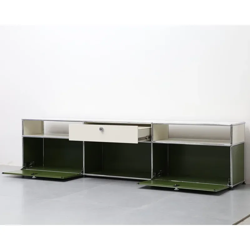 Stainless Steel Plate Modular Tv Cabinet With Lockable Flip Doors Heavy Load Bearing Multi Scene Living Room Pet Cat Dog