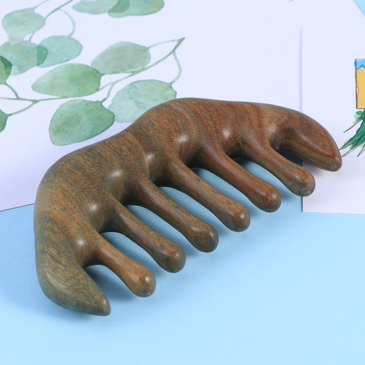 

Расческа для волос из зеленого сандалового дерева, натуральная деревянная расческа для массажа кожи головы, для ухода за волосами, стимулирует кровообращение, снимает головную боль