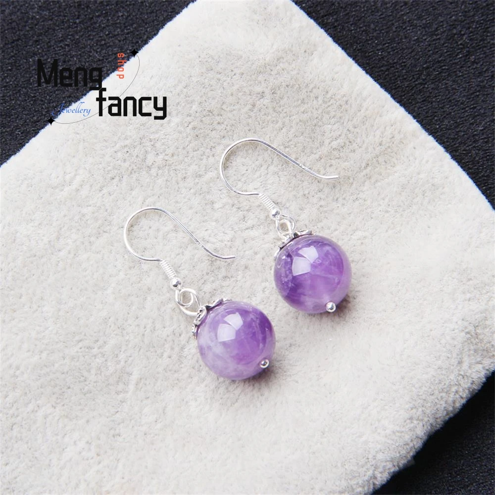 S925 Silver Amethyst Earrings Natural Jade Fine Jewelry Charms Fashion Sexy Young Girls Women Personalized Luxury Holiday Gifts