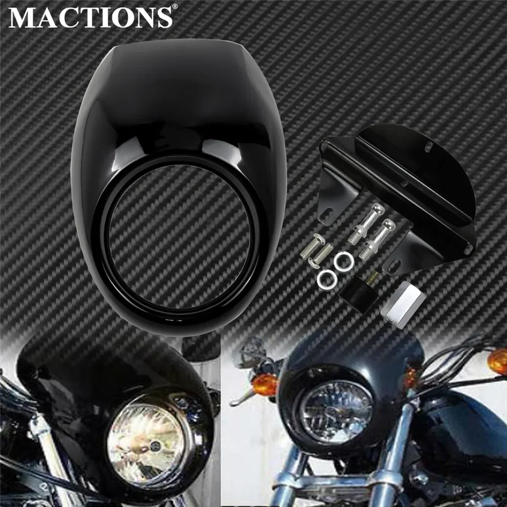 

Motorcycle Headlight Lamp Mask Headlamp Fairing Front Cowl Fork Mount ABS Plastic For Harley Sportster Dyna FX/XL 883 1200 48