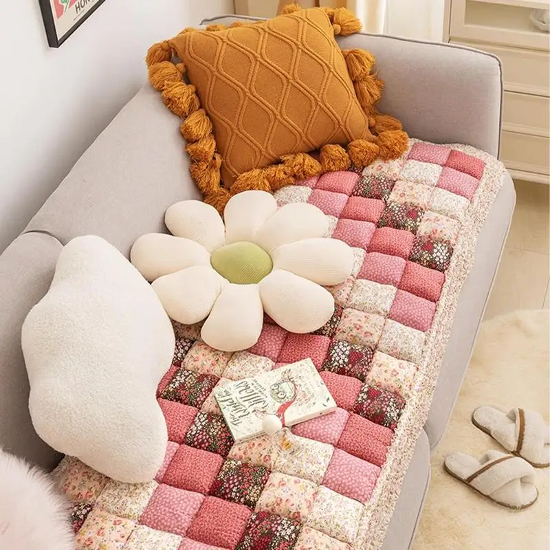 Couch Protective Covers Soft Comfortable Cotton Couch Covers Self Adhesive Non-Slip Living Room Sofa Towel Cushion Mat
