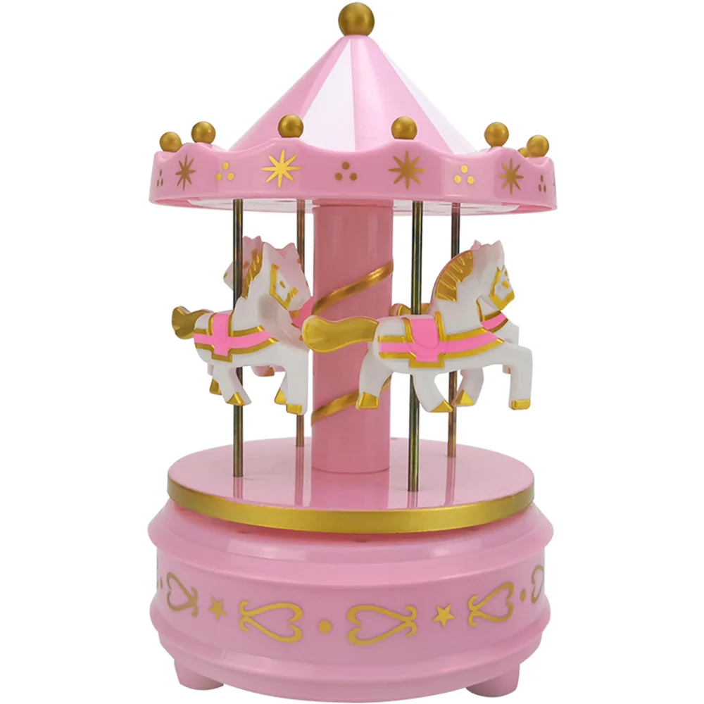 1pc Luxury Carousel Music Box 4 Horses Rotate Rotation Romantic Luxury Carousel Toys Handwork Music Box Gifts