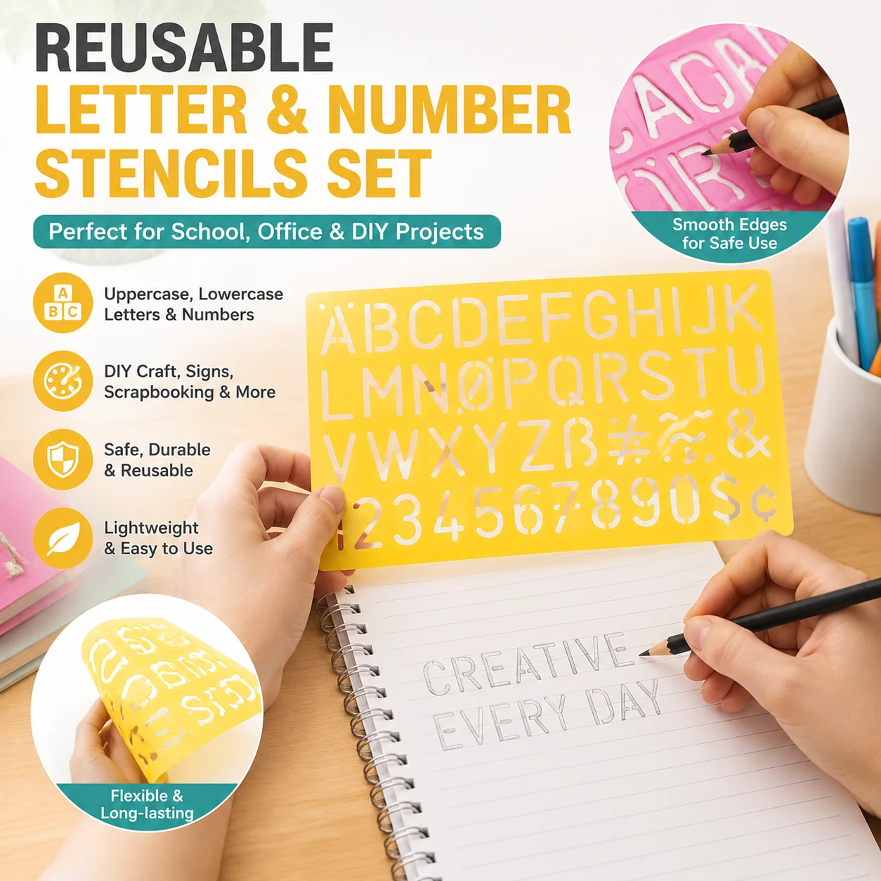 Photography Font - Set di 4 Stencil Alfabetici, Modelli