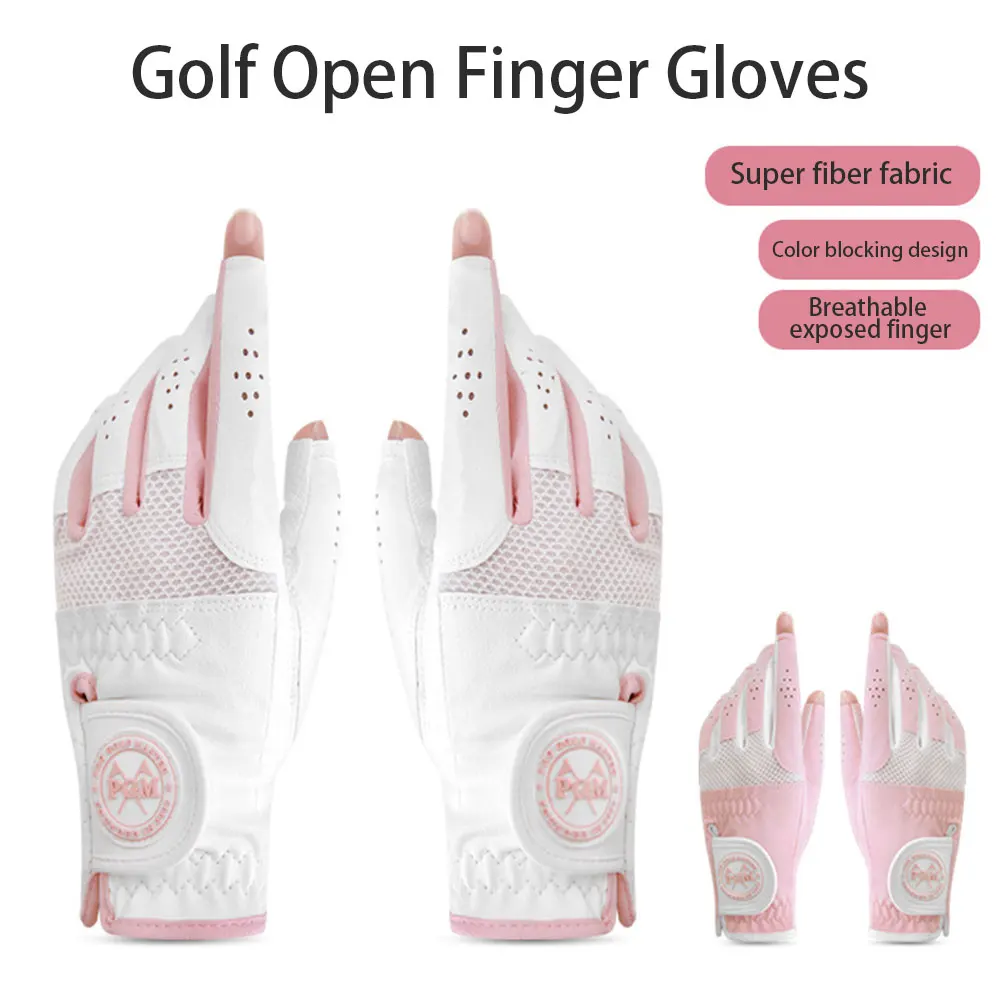 PGM Damen Fingerlose Golfhandschuhe Ein Paar Offenes Fingerdesign Golfhandschuhe für Damen Atmungsaktiv Schweißabsorbierend – Detail 2