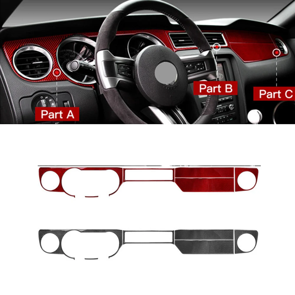 

For Ford Mustang 2009-2013 Carbon Fiber Car Sticker Dashboard Instrument Panel Trim Cover Interior Moulding Decorative Strips