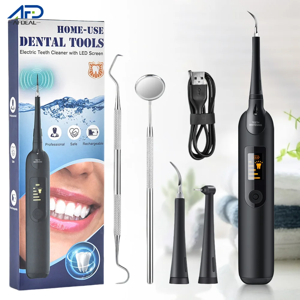 

Портативный электрический звуковой ирригатор для чистки зубов, удаления зубного камня, налета и пятен, отбеливания зубов, набор инструментов для ухода за полостью рта