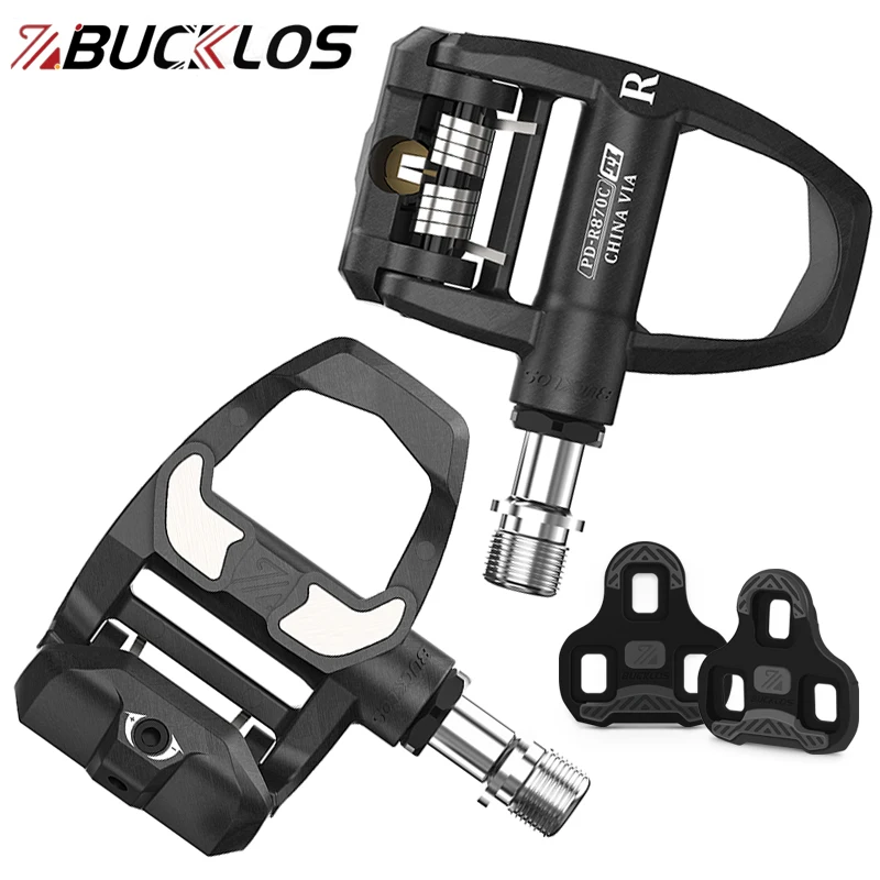 BUCKLOS Road Bike Clipless Pedals Ultralight Road BIcycle Self-locking Pedals for Keo Nylon/Carbon Fiber Lock Pedal with Cleats