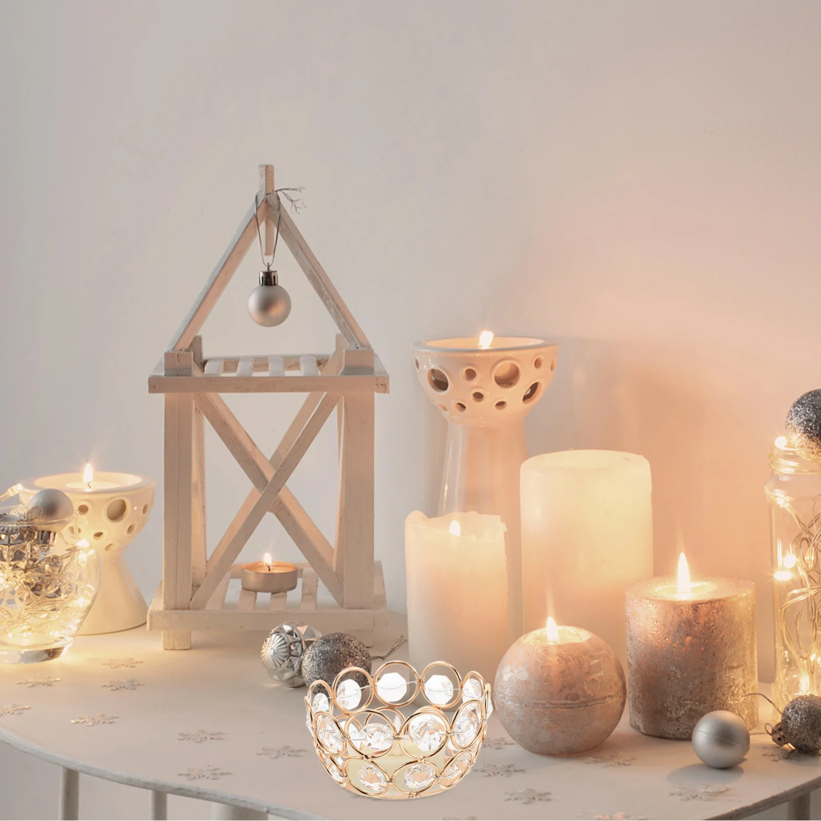 4 قطعة حامل شمعدان كريستالي عاكس الجمال الزفاف الجدول محور ديكور المنزل قطعة حامل الزفاف #4