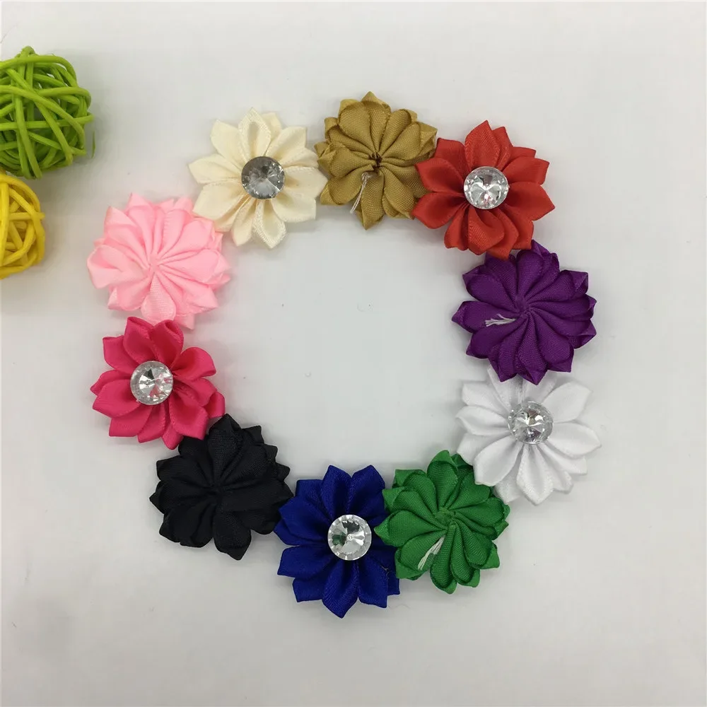 High quality Polyester tape Rhinestone 3D artificial flowers Christmas home decoration DIY Craft Flower Wall Gift Box Accessory