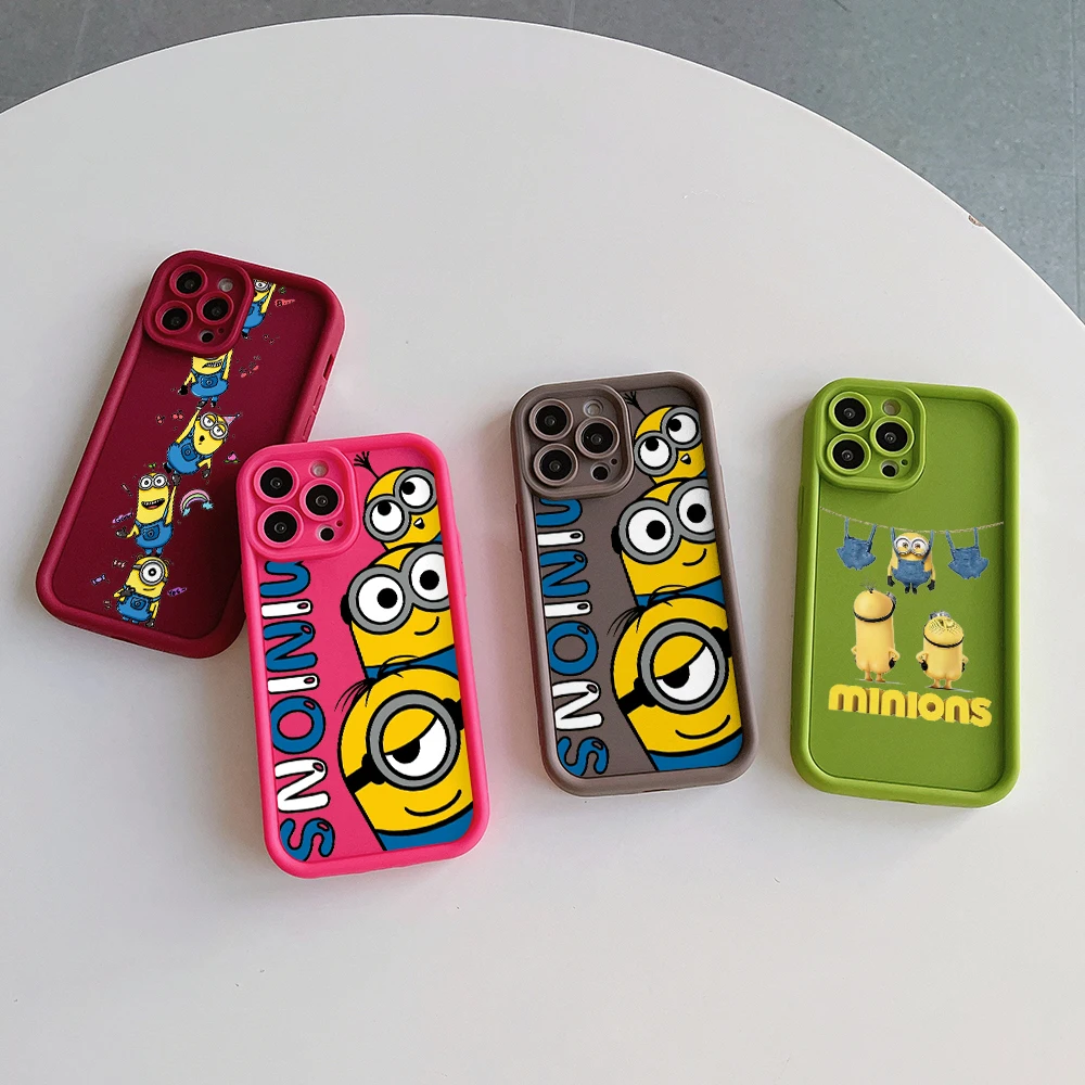 Minions Camera Protection Case for IPhone 15 14 13 12 11 Pro Max Mini XR XS X 7 8 Plus SE20 Soft TPU Back Cover Funda