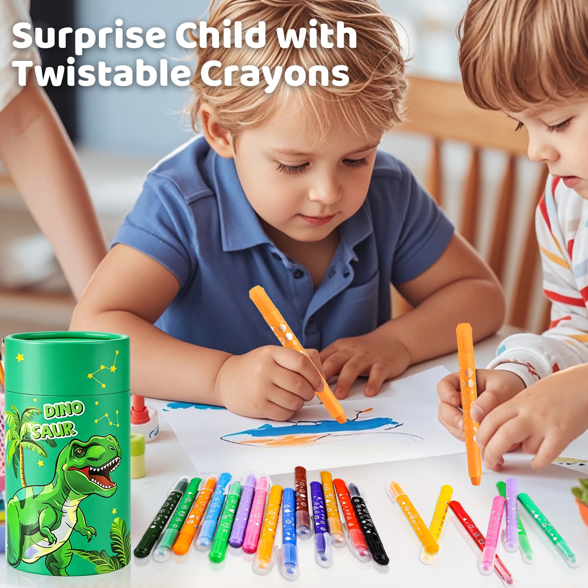 12/24 Colors Twist Crayons for Toddlers Non-Toxic Washable Silky Crayons for Paper Glass Wood With Storage Bucket Gifts For Kids
