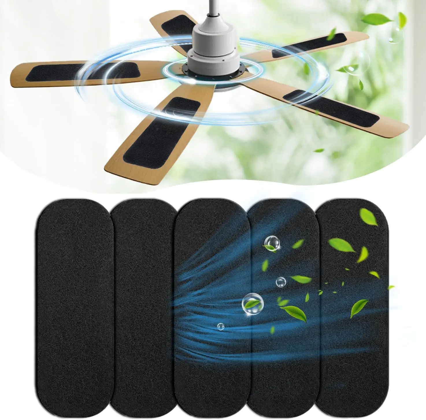 

5Pack Ceiling Fan Filters, Ceiling Fan Filters for Blades, Activated Carbon Filters for Ceiling Fan, Air Filter for Common Hous