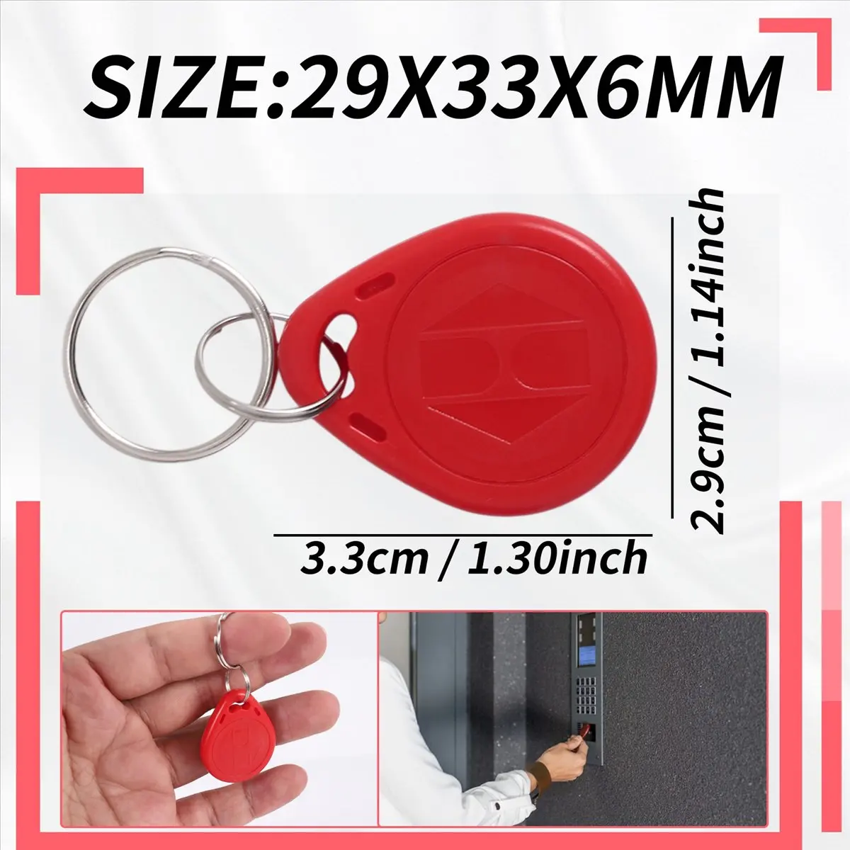 

(A32M) 50Pcs 125 Khz Proximity ID Card RFID Keyfob Access Control Key for Door Entry Access Control System TK4100