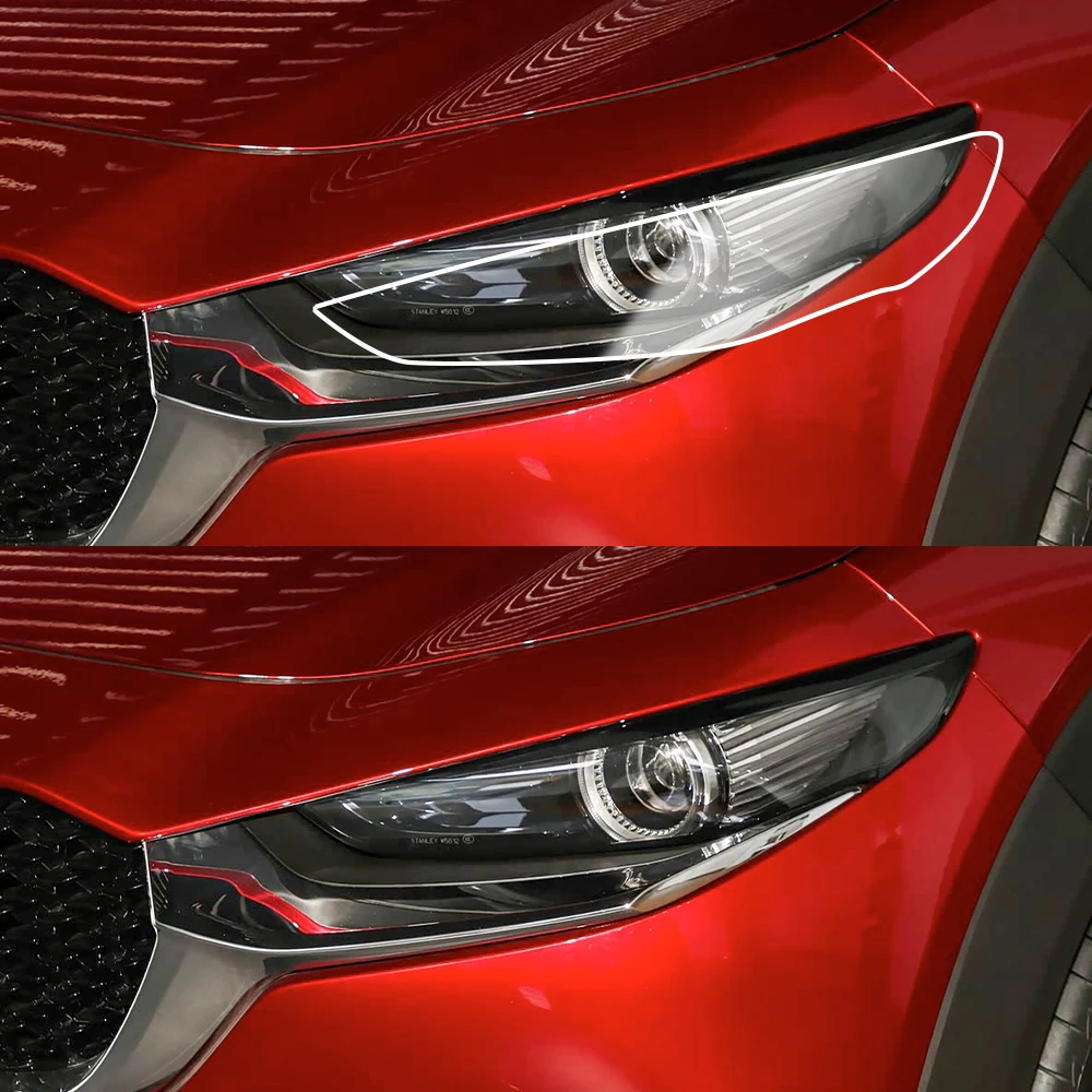 Smoke Black High-Gloss TPU Headlight Protective Film for Mazda CX-30 2020-2026 Pre-Cut PPF Anti-Scratch Vinyl Wrapping Film