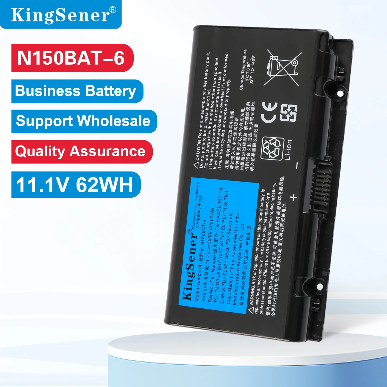 

KingSener N150BAT-6 Аккумулятор для ноутбука Clevo N150BAT-6 N170SD N150SD N151SD N155S 6-87-N150S-4292 5600 мАч/62 Втч