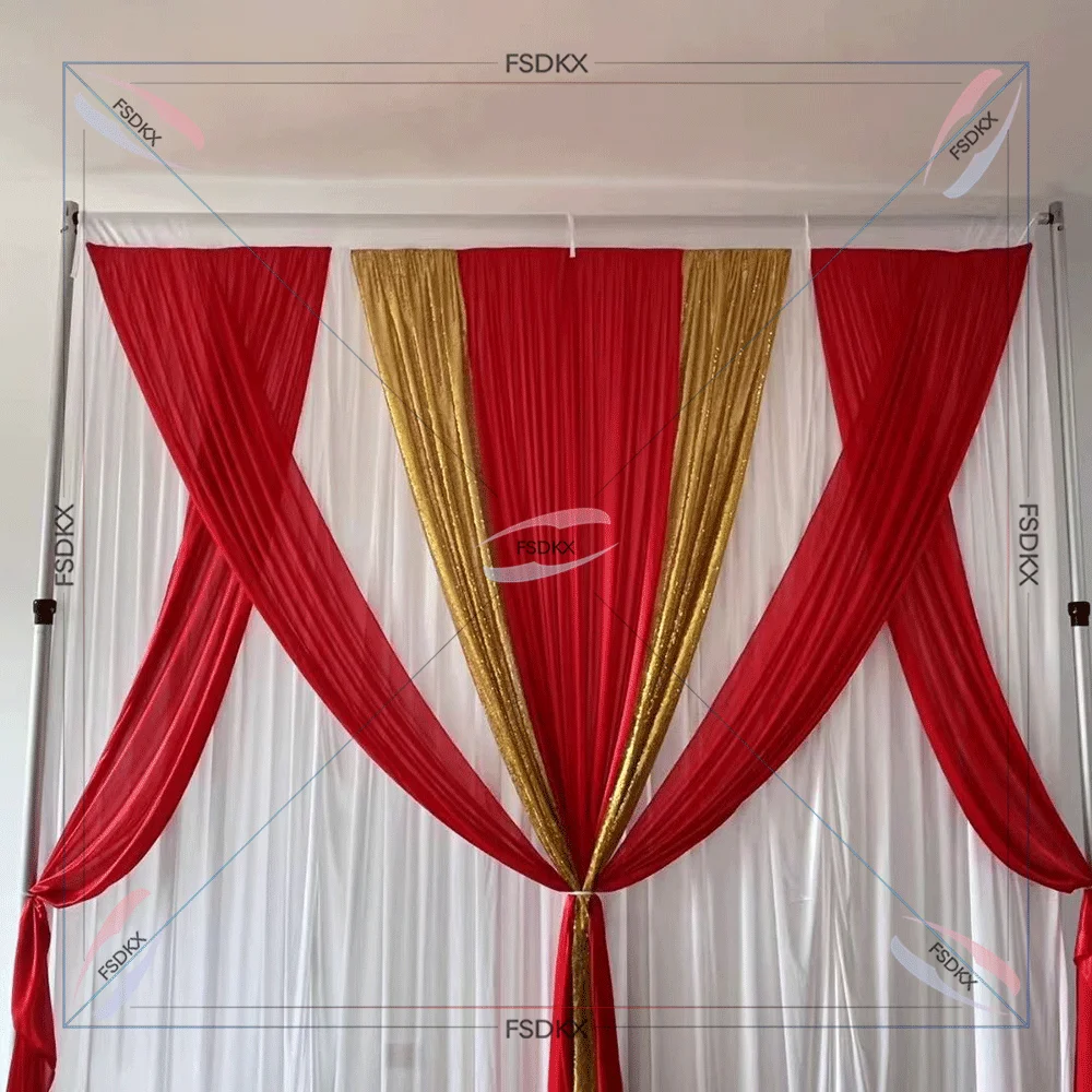 

Wedding Stage Decorations Party Chiffon Drapes Swag Silk Fabric Backdrop Curtain For Wedding Birthday Event