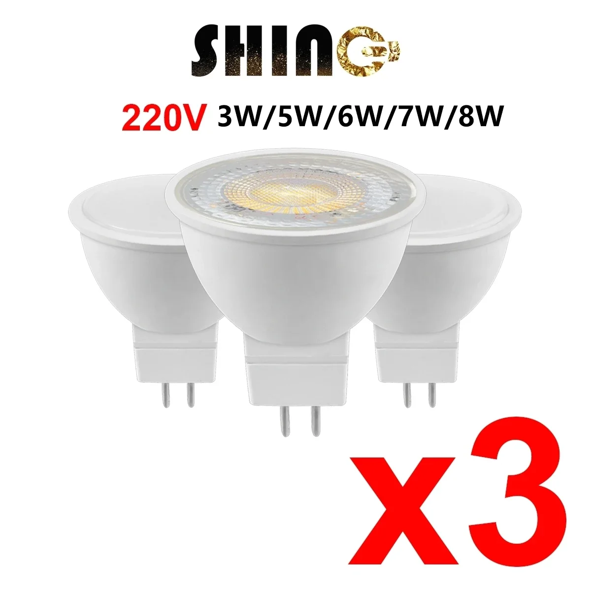 

3PCS Factory direct LED spotlight bulb lamp AC220V MR16 GU10 3W-8W No strobe warm white light suitable for kitchen down lamp