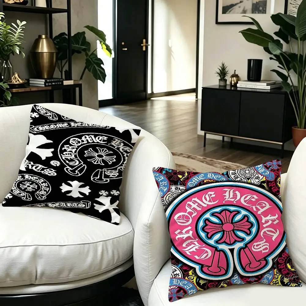 Classic C-ChromeS Logo H-Heart Pillow Gift Home Office Decoration Bedroom Sofa Car Cushion Cover Case 45x45