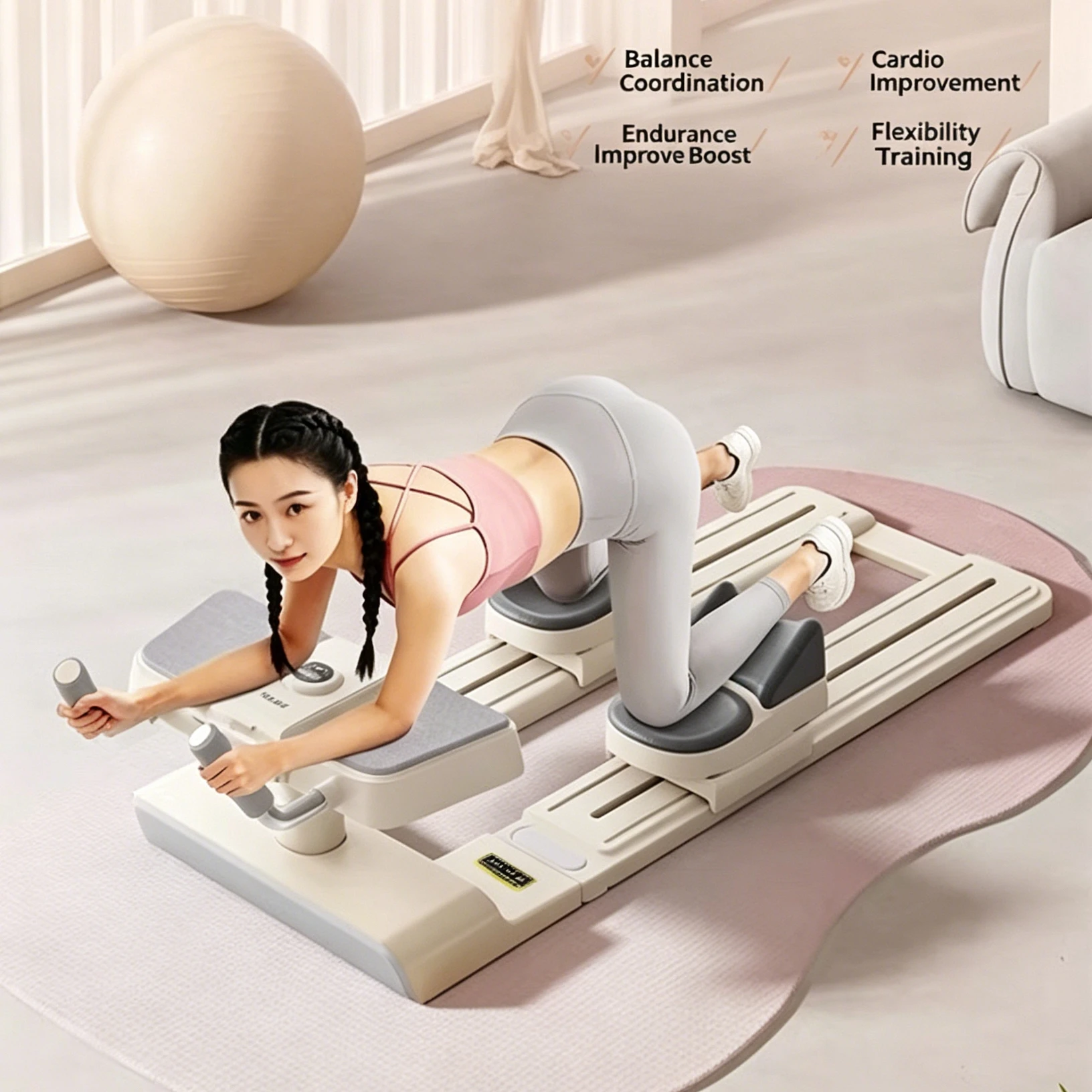 Spine Twist and Stretch Trainer & Crawling Machine Adjustable Back Stretcher Iron & PP Material for Lower Back Pain Relief