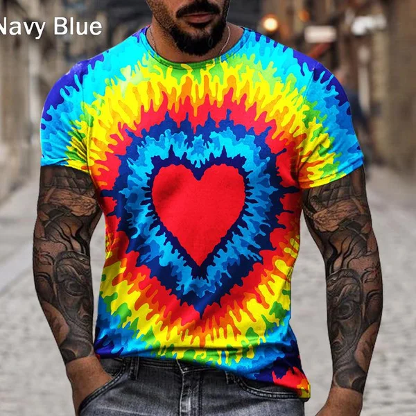 New Rainbow Tie-dye 3d Printing T-shirt Fashion Casual Unisex Graffiti Splash Ink Funny Art Harajuku Style Short Sleeves