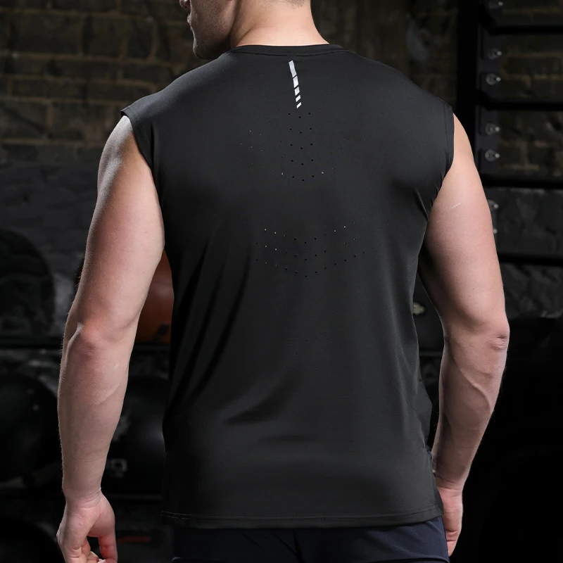 Men's Gym Top Basketball Running Sleeveless Tank Top Fitness Workout Breathable Short Sleeve Marathon Athletics Training T-Shirt