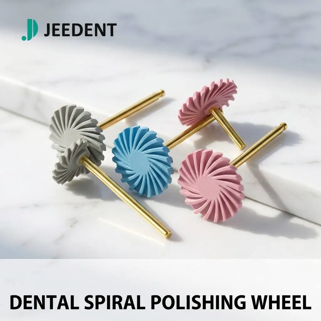 3-Step Rubber Spiral Polishing Wheel HP 2.35mm for Resin Acrylic Finishing Twist Disc Dental Lab Micromotor Mirror Shine