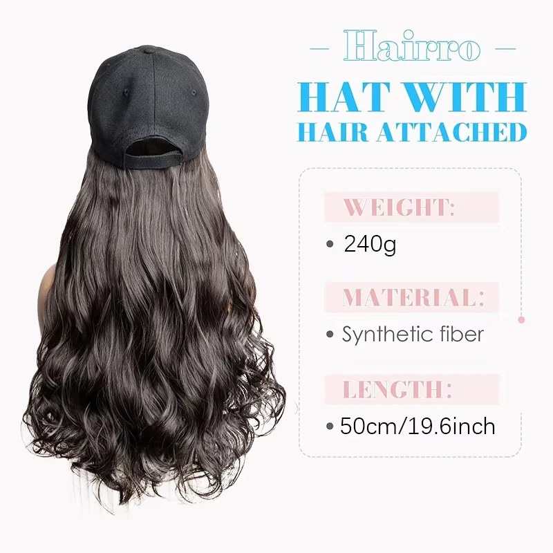 Women's Long Curly Synthetic Fiber Baseball Cap Wig in Black,Featuring Breathable Adjustable Cap Design,Perfect for Hallo