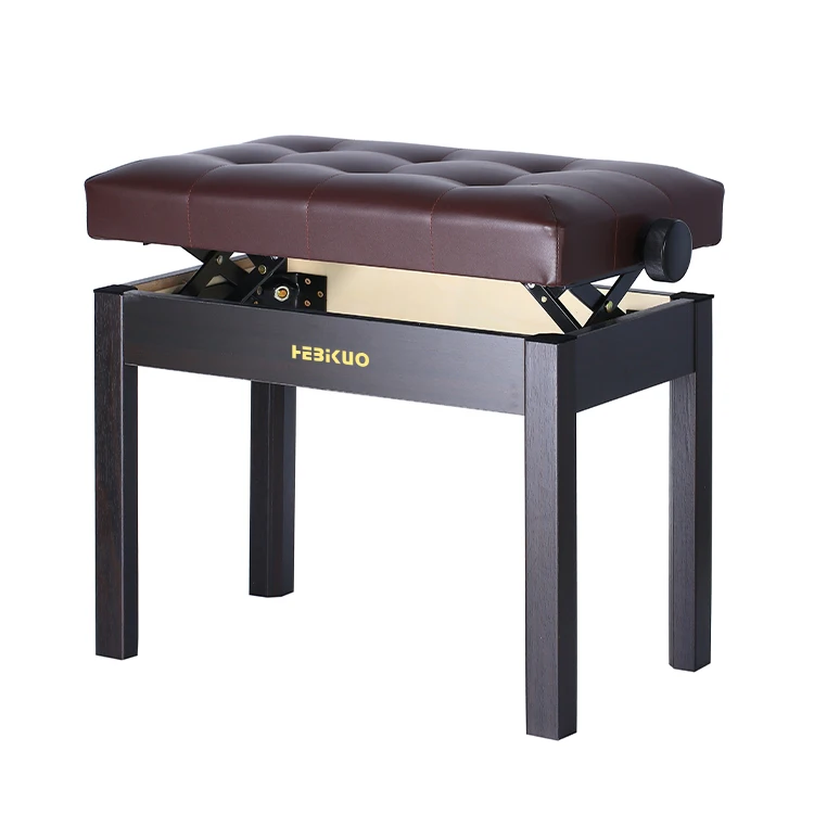 

Electric Piano Keyboard Wood Black Leather Wooden Adjustable Piano Bench with Storage OEM Deluxe Premium Solid